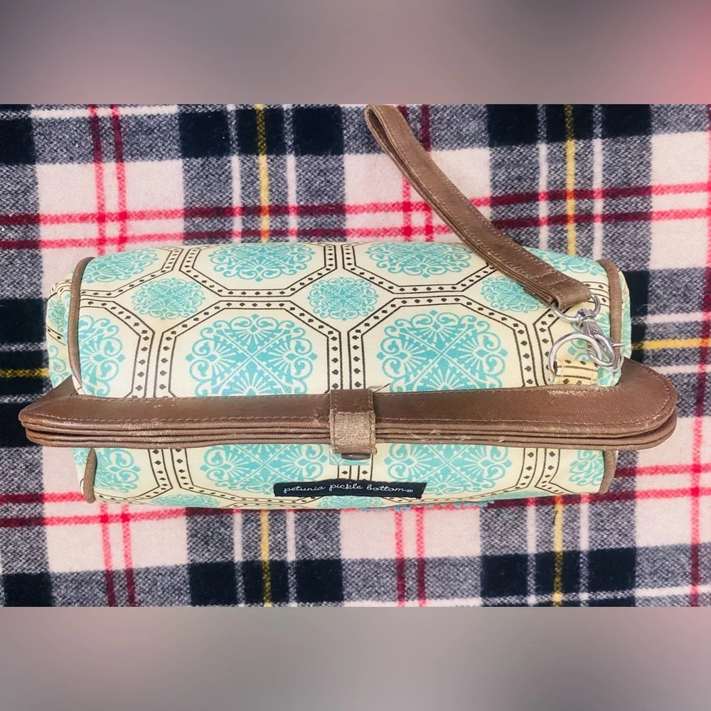 Petunia pickle bottom, clutch diaper bag in Brown turquoise